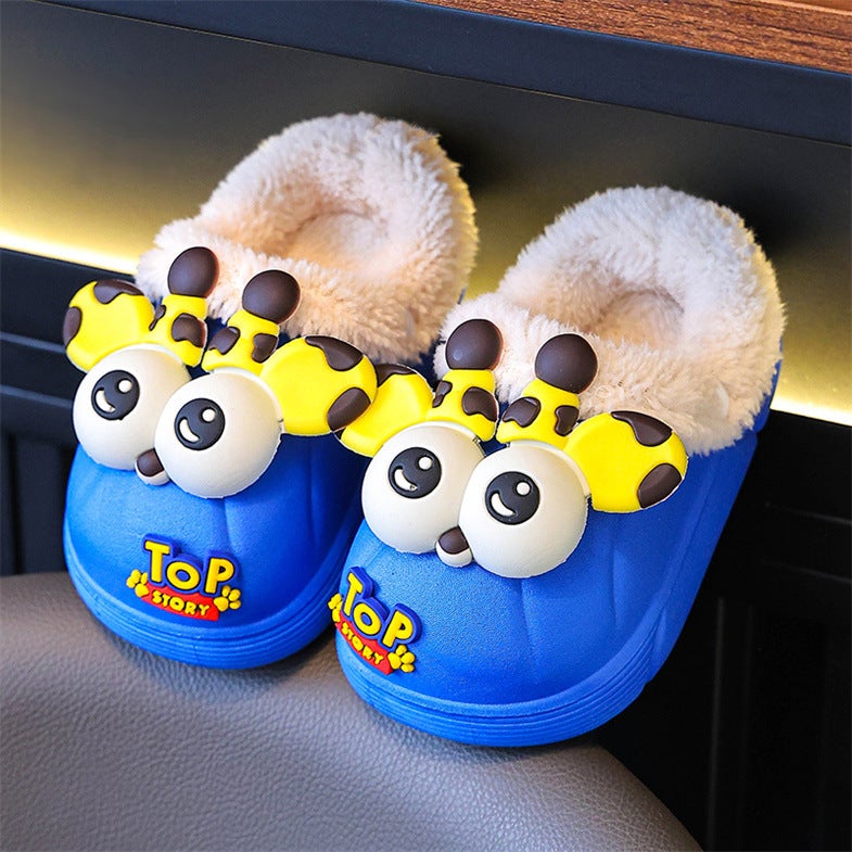 Winter Children'S Cotton Slippers For Boys And Girls Warm Non-Slip Fleece-Lined Cute Rabbit Small And Medium-Sized Children'S Baby Mao Mao Cotton Slippers - Image 3