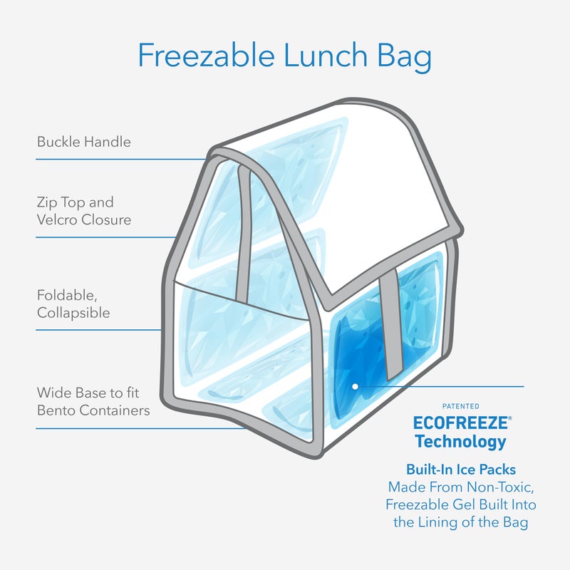 PackIt Freezable Lunch Bag, Sky Blue, Built with EcoFreeze Technology, Foldable, Reusable, Zip and Fold Closure with Buckle Handle, Designed for Work Lunches and Fresh Lunch On the Go - Image 3