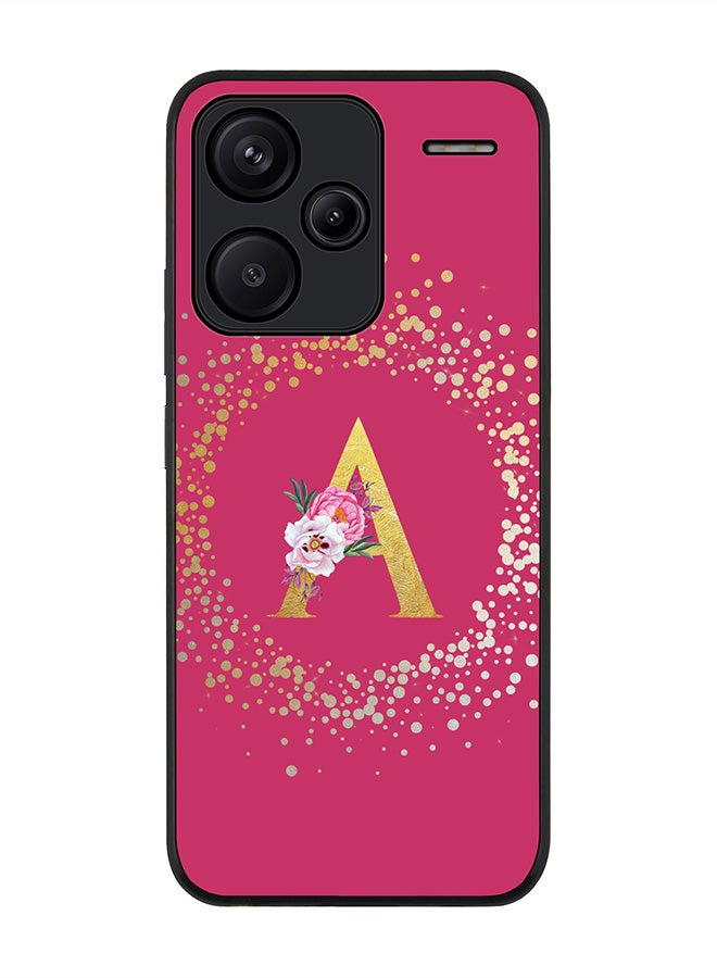 Stylizedd Rugged Case for Xiaomi Redmi Note 13 Pro Plus Case Cover- Custom Monogram Initial Letter Floral Pattern Alphabet- A(Deep Pink Rose) - Image 1