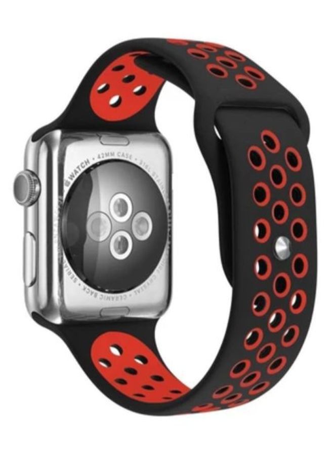حزام بديل نقطي لساعة Apple Watch Series 5/6/7 42/44/45 ملم أسود / أحمر - Image 1