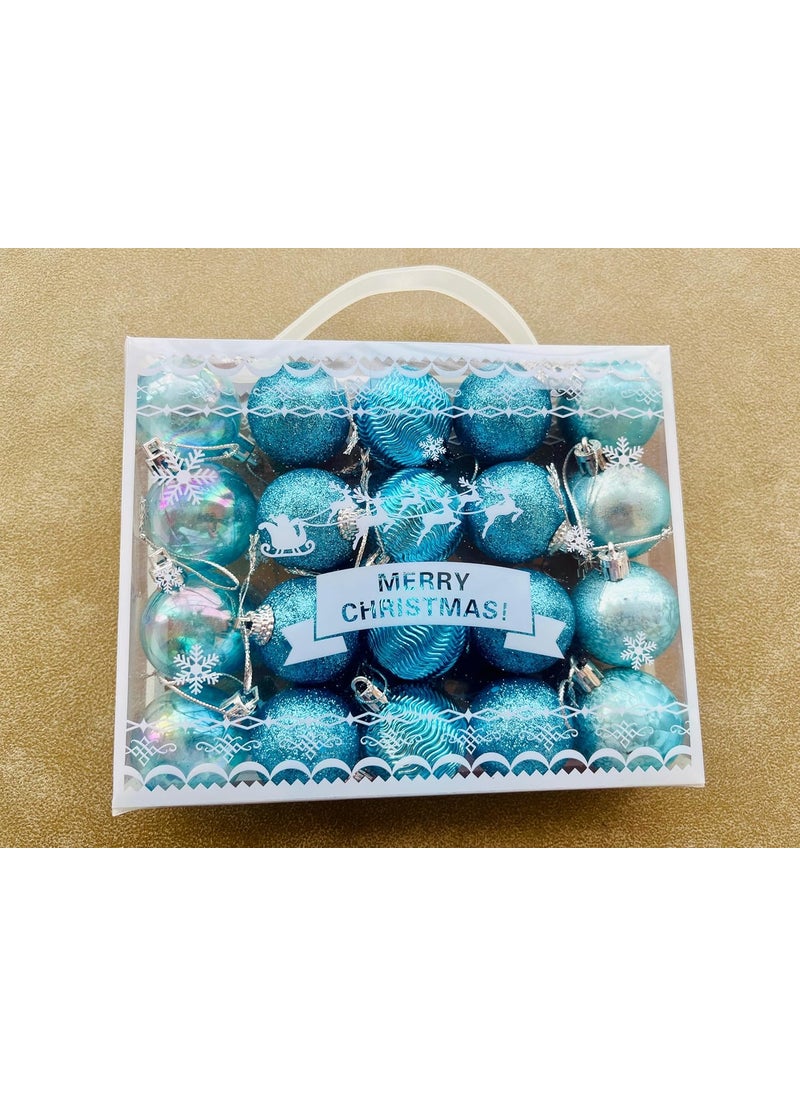 Lazybeee Lazybeee 20Piece MultiDesign Blue Christmas Ball Ornaments 3cm Shatterproof Baubles for Xmas Tree Holiday Decorations and Home Dcor  - Image 2