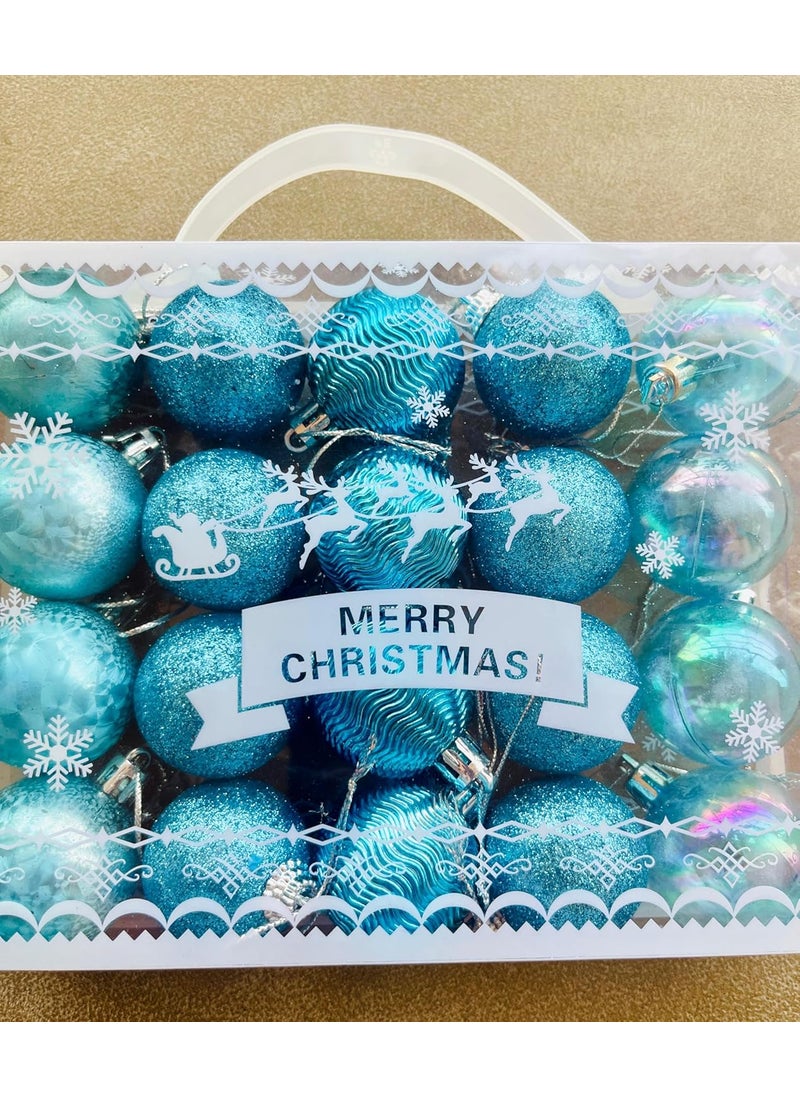 Lazybeee Lazybeee 20Piece MultiDesign Blue Christmas Ball Ornaments 3cm Shatterproof Baubles for Xmas Tree Holiday Decorations and Home Dcor  - Image 3