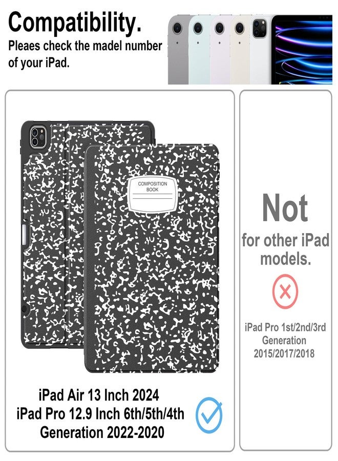 Supveco جراب Supveco لجهاز iPad Air مقاس 13 بوصة (M3 2025، M2 2024) وجهاز iPad Pro مقاس 12.9 بوصة (الجيل السادس/الخامس 2022/2021) مع حامل قلم - [شحن القلم + تشغيل/إيقاف تلقائي]، جراب قابل للطي مع غطاء خلفي من مادة TPU الناعمة - تصميم كتابي - Image 2