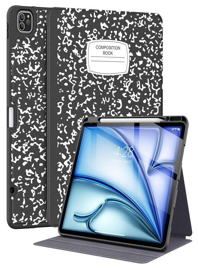Supveco جراب Supveco لجهاز iPad Air مقاس 13 بوصة (M3 2025، M2 2024) وجهاز iPad Pro مقاس 12.9 بوصة (الجيل السادس/الخامس 2022/2021) مع حامل قلم - [شحن القلم + تشغيل/إيقاف تلقائي]، جراب قابل للطي مع غطاء خلفي من مادة TPU الناعمة - تصميم كتابي - Image 1