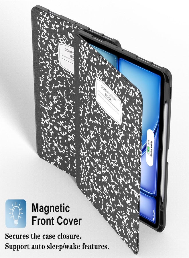 Supveco جراب Supveco لجهاز iPad Air مقاس 13 بوصة (M3 2025، M2 2024) وجهاز iPad Pro مقاس 12.9 بوصة (الجيل السادس/الخامس 2022/2021) مع حامل قلم - [شحن القلم + تشغيل/إيقاف تلقائي]، جراب قابل للطي مع غطاء خلفي من مادة TPU الناعمة - تصميم كتابي - Image 4