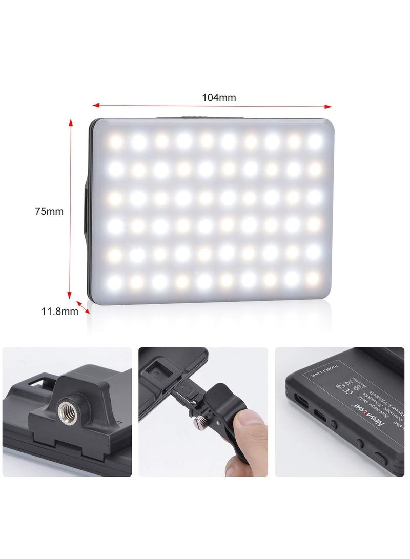 إسكدنيا مصباح فيديو LED مع مشبك، 3 أوضاع إضاءة و 10 مستويات سطوع قابلة للتعتيم، مزود ببطاريات قابلة للشحن سعة 2000 مللي أمبير للبث المباشر، التصوير الفوتوغرافي / السيلفي، مؤتمر الفيديو - Image 3