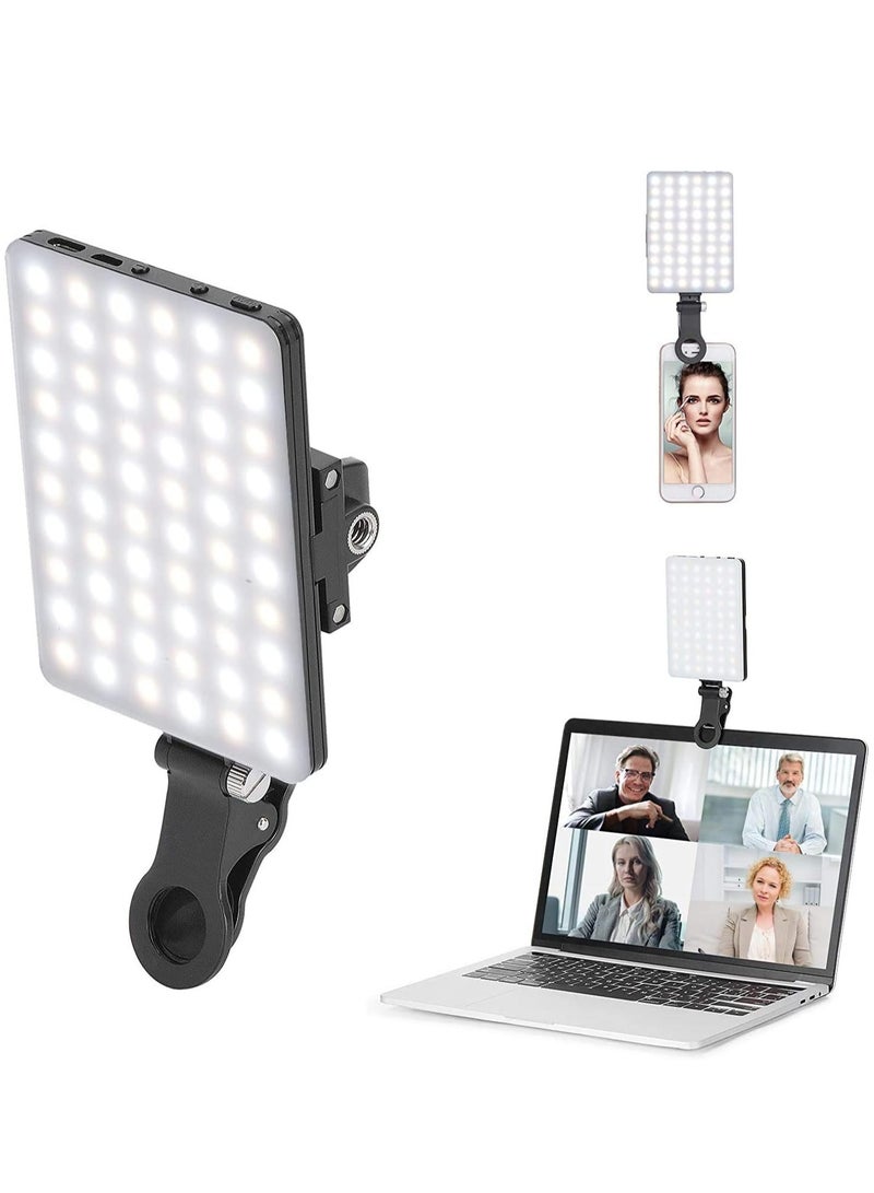 إسكدنيا مصباح فيديو LED مع مشبك، 3 أوضاع إضاءة و 10 مستويات سطوع قابلة للتعتيم، مزود ببطاريات قابلة للشحن سعة 2000 مللي أمبير للبث المباشر، التصوير الفوتوغرافي / السيلفي، مؤتمر الفيديو - Image 1