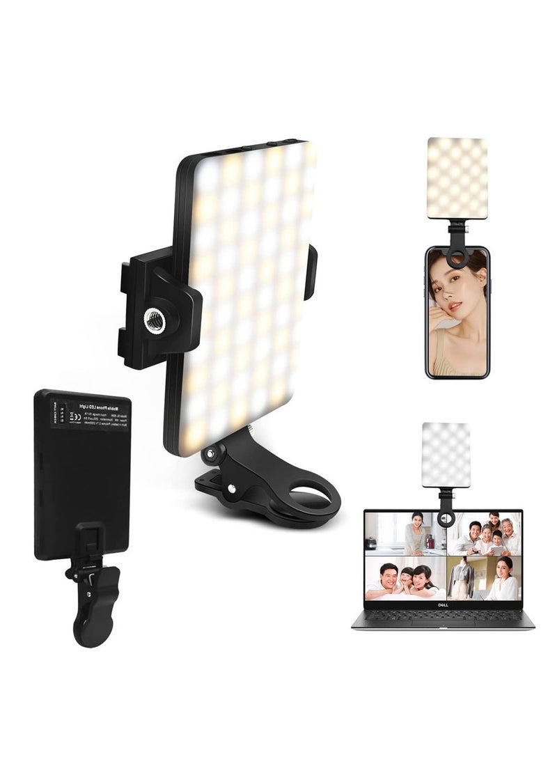 إسكدنيا مصباح فيديو LED مع مشبك، 3 أوضاع إضاءة و 10 مستويات سطوع قابلة للتعتيم، مزود ببطاريات قابلة للشحن سعة 2000 مللي أمبير للبث المباشر، التصوير الفوتوغرافي / السيلفي، مؤتمر الفيديو - Image 5