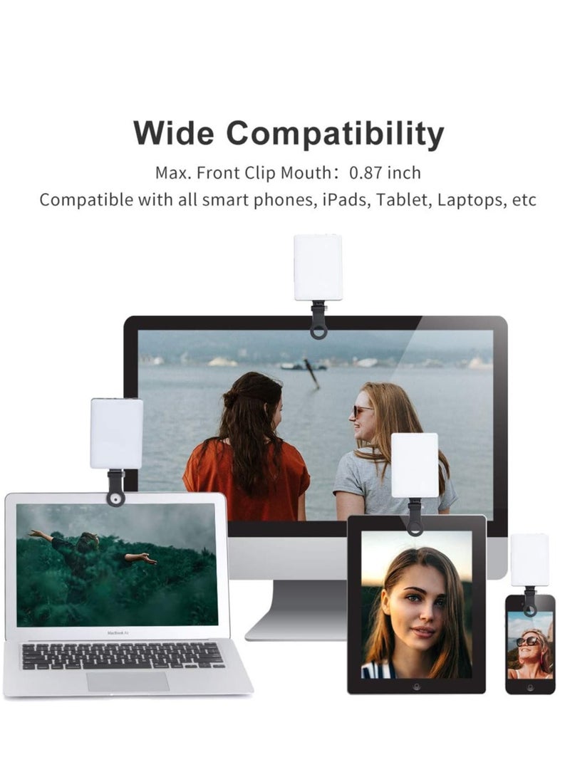 إسكدنيا مصباح فيديو LED مع مشبك، 3 أوضاع إضاءة و 10 مستويات سطوع قابلة للتعتيم، مزود ببطاريات قابلة للشحن سعة 2000 مللي أمبير للبث المباشر، التصوير الفوتوغرافي / السيلفي، مؤتمر الفيديو - Image 4