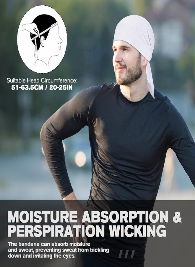 YANIKY Bandanas Do Rag Skull Caps for Men, Women Breathable Helmet Liner, Multifunctional 3 in 1 Face Covering Bandana Hat UV Sun Protection Neck Drape Cycling Hat Durags (Black+White+Gray) - Image 4