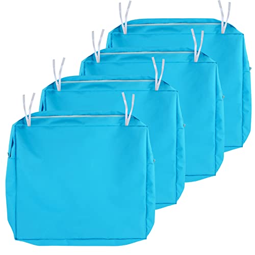 NettyPro Patio Cushion Covers Replacement Set 4 Water Repellent UV Resistant Outdoor Chair Seat Cushion Slipcover with Zipper and Tie 22 x 20 x 4 Inch Peacock Blue