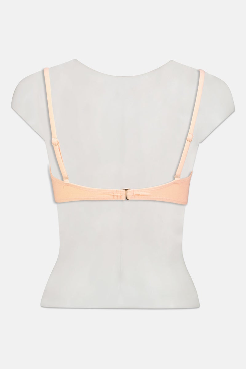 Lefties Women Non Padded Plain Bikini Top, Peach - Image 3