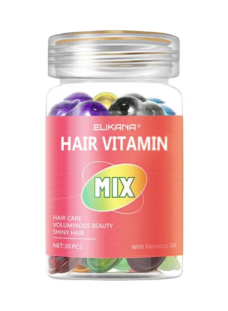 ميكس 20 كبسولة من خلاصة العناية بالشعر زيت مغربي للعناية بالشعر المجعد وتحسين الشعر المجعد والقوي وجمال الشعر بدون غسل زيت عطري للعناية بالشعر - Image 1