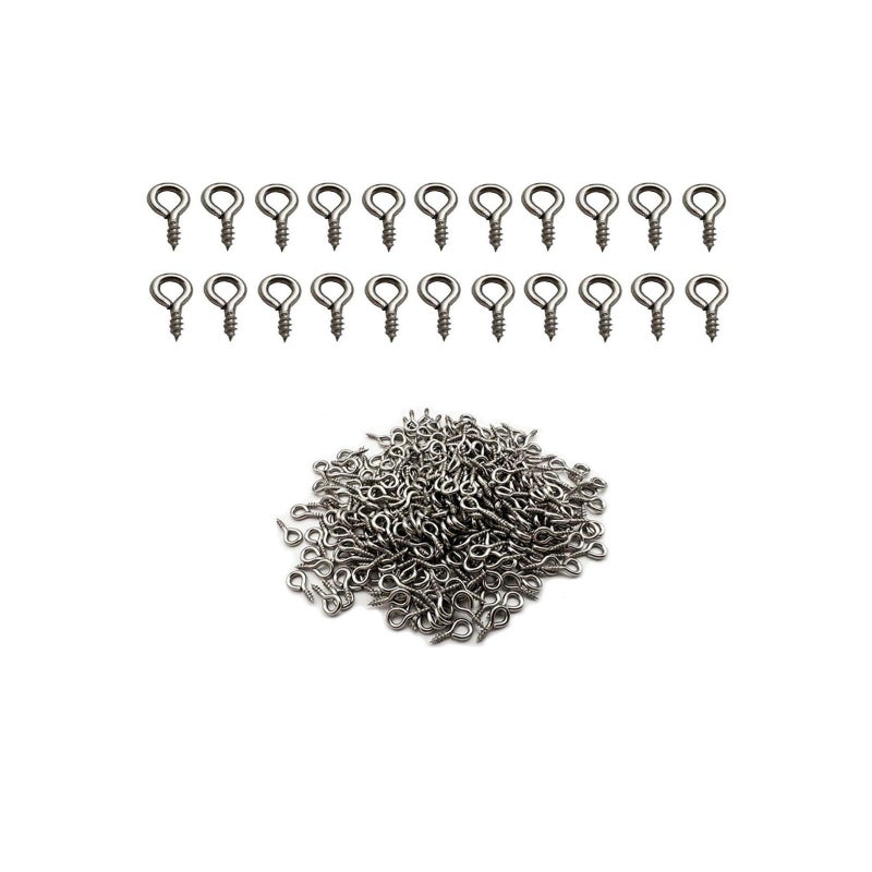 IDEALSV Small Screw Eye Pins 304 Stainless Steel 4mm x 8mm Eyelet Hook for Jewelry Tiny Hook Mini Screws Hooks Ring 300 Pcs