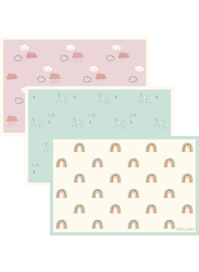 hippypotamus Disposable Placemats Baby Pack Of 45 Bpa Free Table Toppers For Kids And Toddlers Extra Sticky Travel Mat For Restaurant (Cream/Sage/Blush)  - Image 1