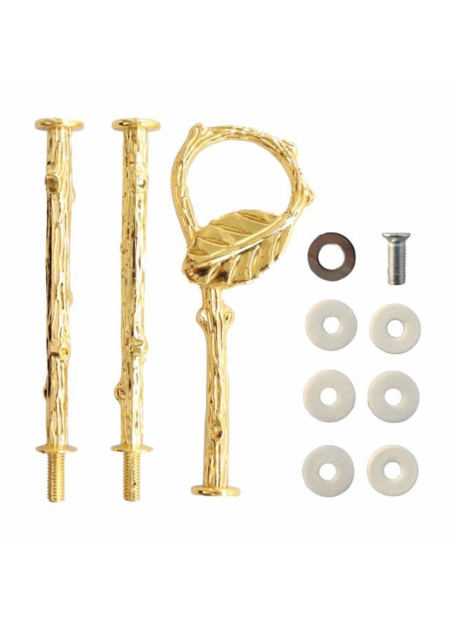 Happy Will 3 Tier 14" Heavy Metal Cake Stand Holder Fruit Plate Stand Fitting Hardware Rod with Stylus (Golden_Leaves) - Image 1