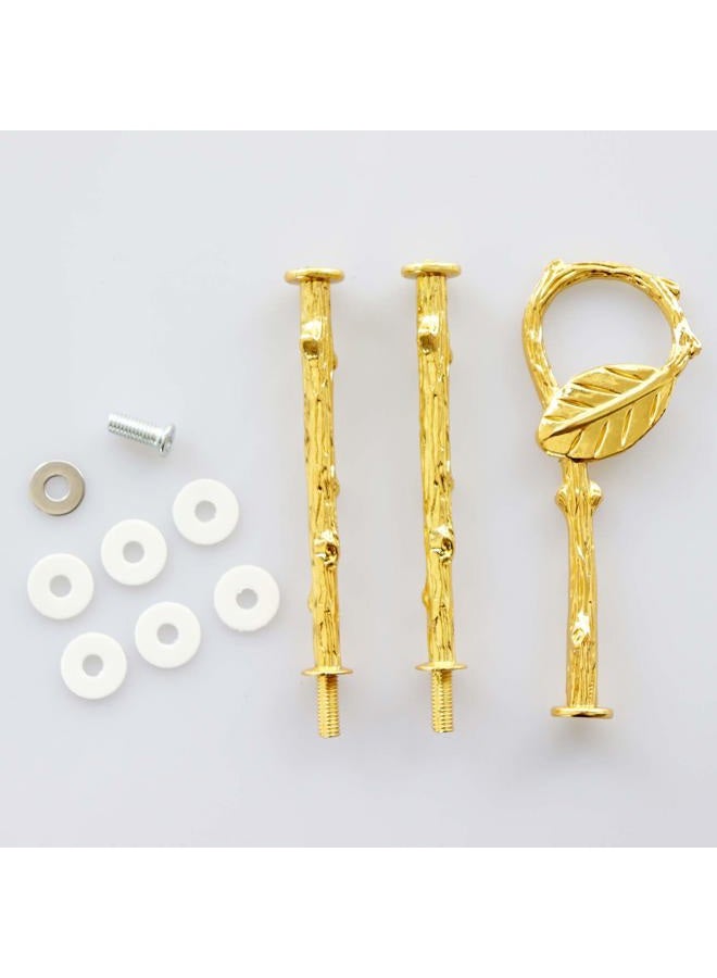 Happy Will 3 Tier 14" Heavy Metal Cake Stand Holder Fruit Plate Stand Fitting Hardware Rod with Stylus (Golden_Leaves) - Image 3