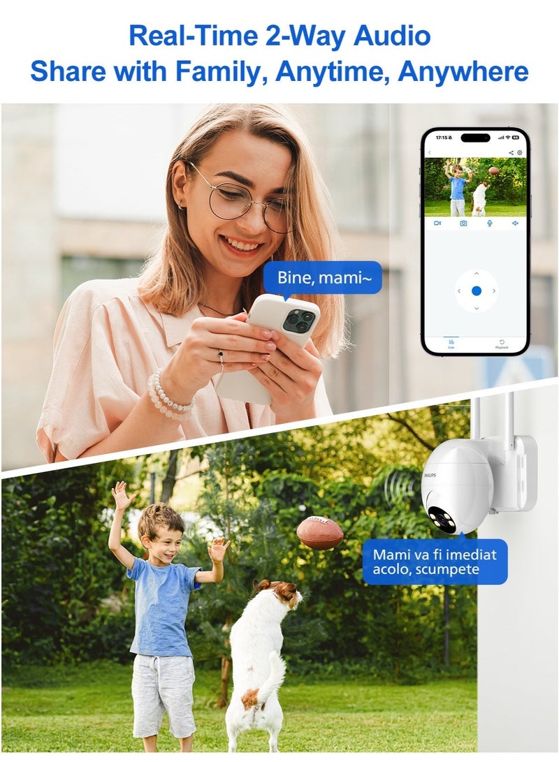 Philips 360° Egg-Shaped  Security Camera, 1080P HD WiFi IP Camera for Home Security, Indoor Camera ,Outdoor Camera with 355° Pan 90° Tilt, Smart Motion Detection, Color Night Vision, Two-Way Audio, 2.4GHz WiFi Home Camera, SD/Cloud Storage CCTV Surveillance Camera - Image 5