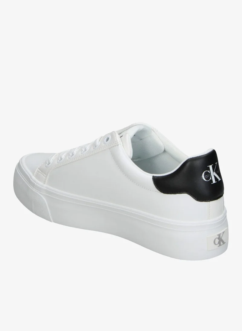 Calvin Klein Bright White Leather Trainers for Women | Best Price UAE