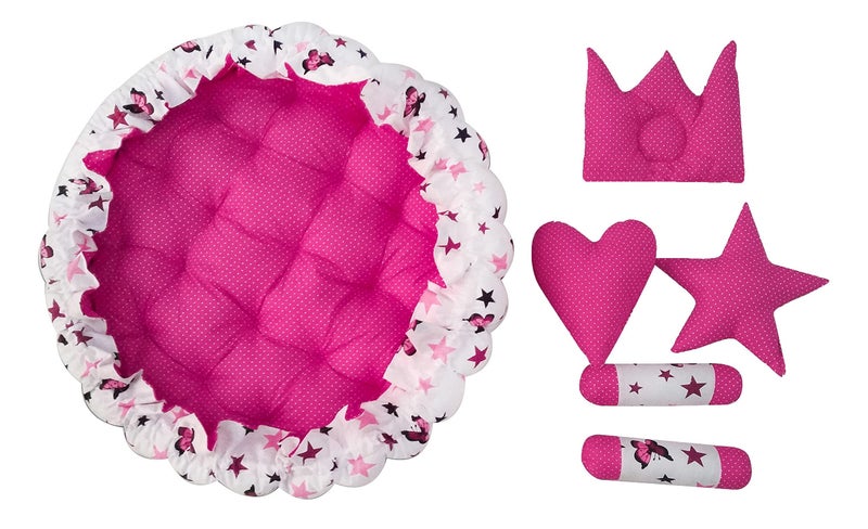 LOREM Pink 5 Pillows & Round Shape Cotton Baby Bed for 0-1 Year BB03 - Image 5