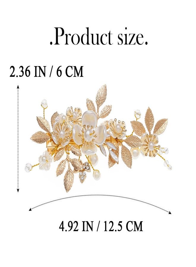 Evild Gold Wedding Hair Clips Flower Hair Barrettes Pearl Hair Accessories for Women - Image 3