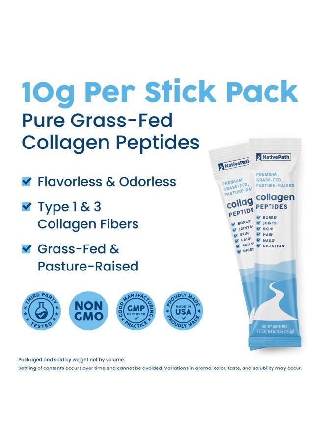 NativePath Collagen Peptides Protein Stick Packs - Hydrolyzed Type 1 & 3 Collagen Powder for Skin, Hair, Nails - 30 Servings - Image 4