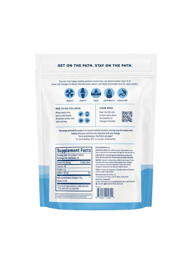 NativePath Collagen Peptides Protein Stick Packs - Hydrolyzed Type 1 & 3 Collagen Powder for Skin, Hair, Nails - 30 Servings - Image 3
