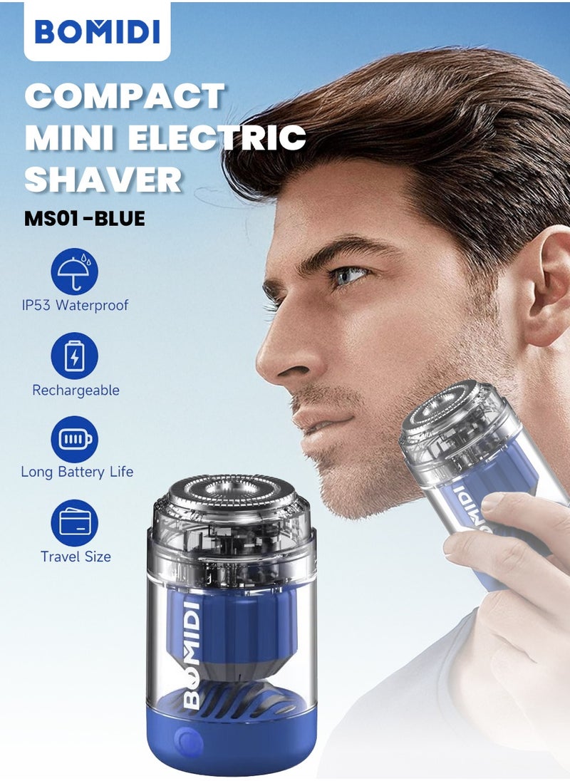 BOMIDI Compact Mini Electric Shaver Compact, Travel Size Design,USB Type-Rechargeable,Long Battery Life, Waterproof & Double Ring Floating MS01  - Black  - Image 1