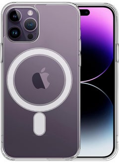 Magnetic Case for iPhone 14 Pro 6.1-inch Compatible with MagSafe Wireless Charging, Shockproof Phone Bumper Cover, Anti-Scratch Clear Back (Clear)