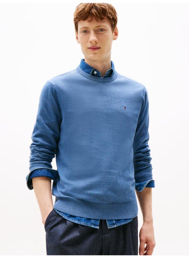 تومي هيلفيغر كنزة بياقة دائرية مطرزة بالعلم - Image 1