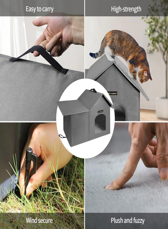 Rest-Eazzzy Outdoor Cat House, Feral Cat House Insulated with Mat and Clip, Weatherproof and Insulated, Cat Beds for Cats Kittens Puppies, Never Blow Away (Grey, M 13" X 17" X 20") - Image 5