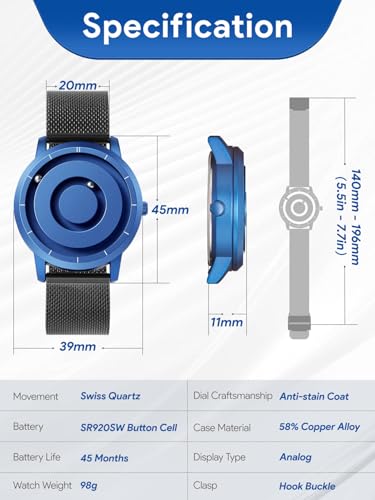 EUTOUR Magnetic Bead Analog Watch - Stainless Steel Strap and Unique Pointer Design, Unisex Watches, Super Strong Magnetic Drive Men's Watch - Image 4