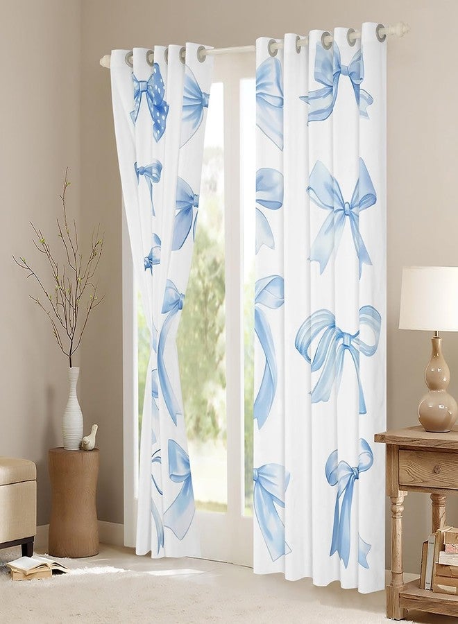 Feelyou Bowknot Curtains for Bedroom Living Room (2 Panels, 38 x 45 Inch) Watercolor Bow 30%-50% Blackout Curtain Cartoon Bowknot Darkening Drapes Dreamy Princess Style Window Treatments Sky Blue - Image 3