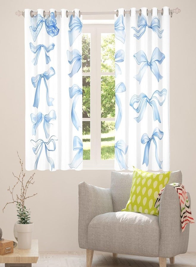 Feelyou Bowknot Curtains for Bedroom Living Room (2 Panels, 38 x 45 Inch) Watercolor Bow 30%-50% Blackout Curtain Cartoon Bowknot Darkening Drapes Dreamy Princess Style Window Treatments Sky Blue - Image 4