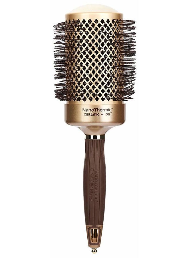 Olivia Garden NanoThermic Ceramic + Ion Round Thermal Hair Brush NT-64 (2 3/4") gold and chocolate - Image 1