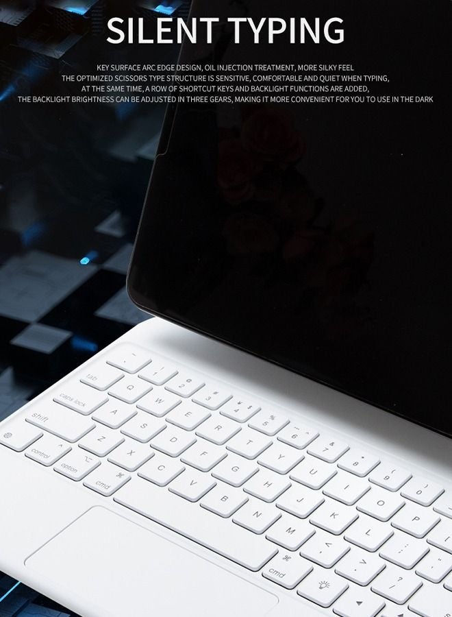 Arabic and English Magic Keyboard For Ipad Pro 11 Inch  And Ipad Air 6th 11 Inch and Ipad Air (4th/5th Generation) 10.9 Inch Magnetic Back Cover Smart Trackpad Backlit Keyboard  Wireless Keyboard Case  - Image 2