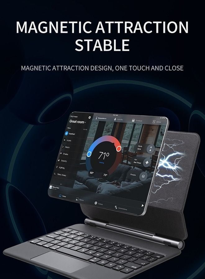 Arabic and English Magic Keyboard For Ipad Pro 11 Inch  And Ipad Air 6th 11 Inch and Ipad Air (4th/5th Generation) 10.9 Inch Magnetic Back Cover Smart Trackpad Backlit Keyboard  Wireless Keyboard Case  - Image 4