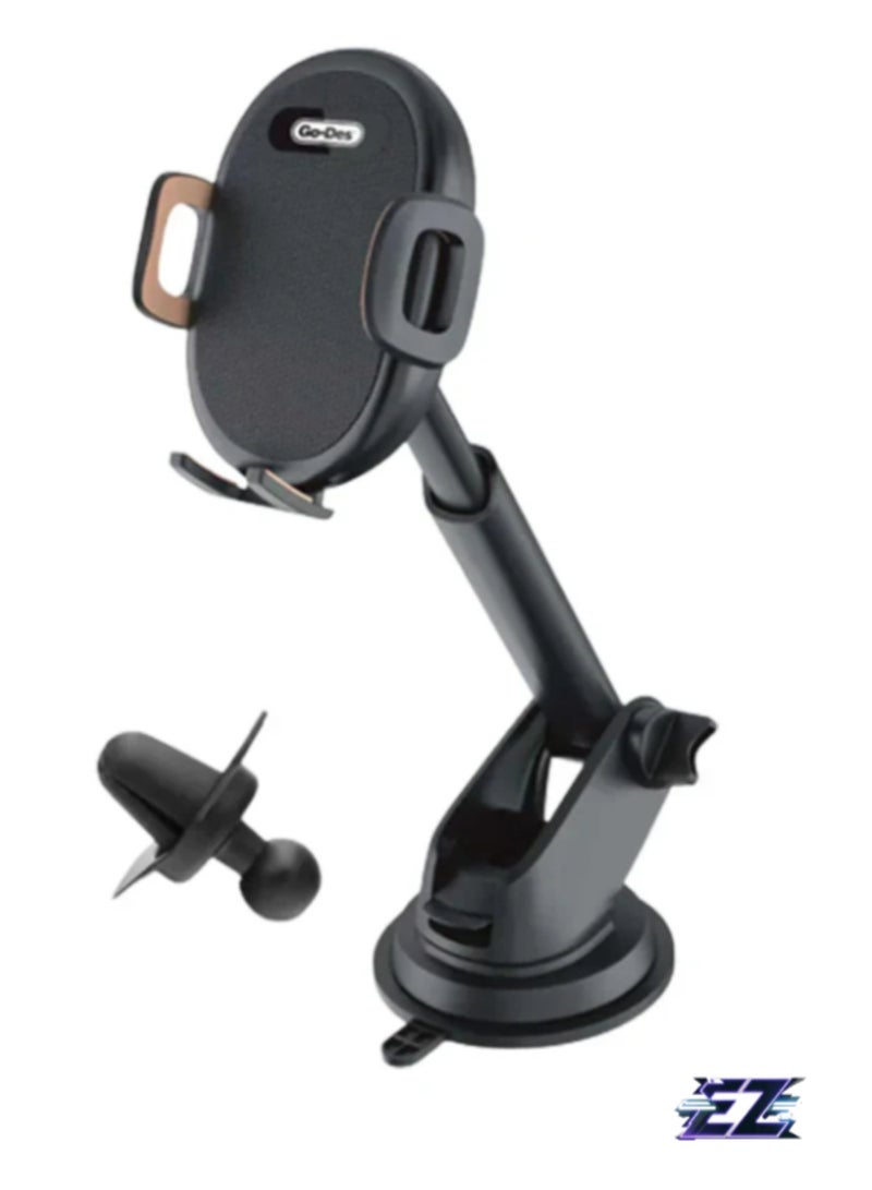 ELTRAZONE 2 In 1 Mini Foldable Car Mount Mobile Phone Holder AutoTightening Kickstand - Image 1