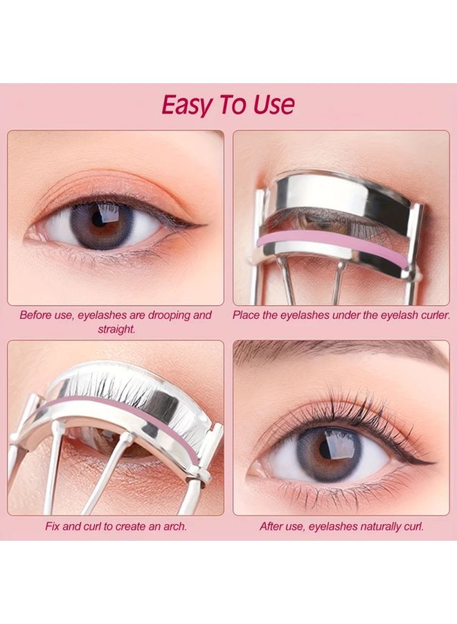 Pink 12PCS Wide Angle Eyelash Curler Set With Separator Brush And Replacement Pads - Image 5