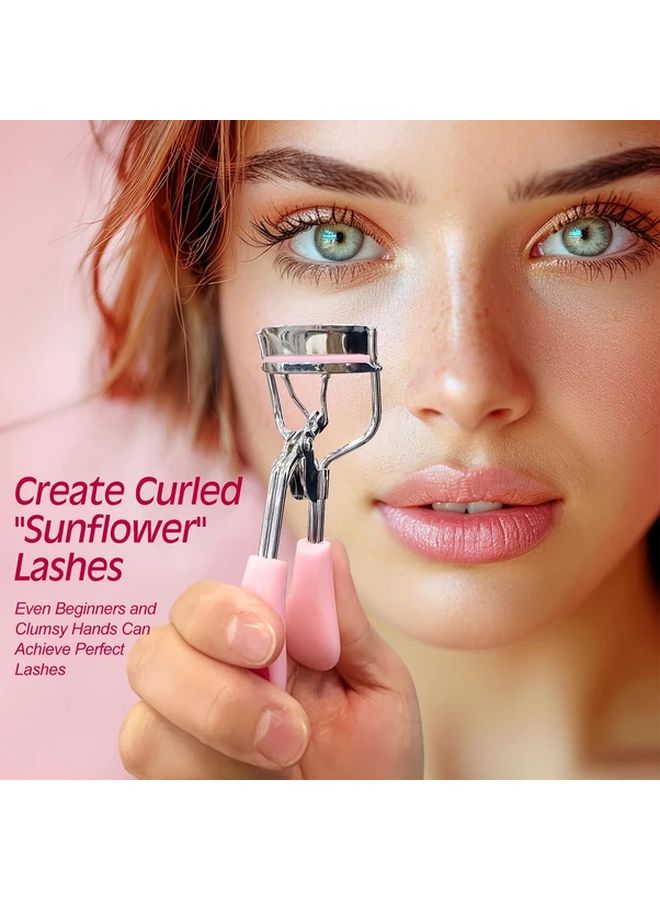 Pink 12PCS Wide Angle Eyelash Curler Set With Separator Brush And Replacement Pads - Image 4