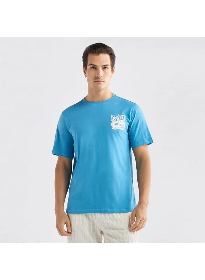 Splash FAV Graphic Print T-shirt with Crew Neck and Short Sleeves