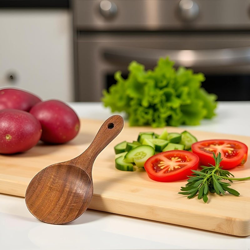 GANPUB Natural Wooden Rice Spoon Non-stick Rice Paddle Rice Scooper Rice Serving Spoon Rice Spatula for Rice Potato Salads, Wooden Serving Spoons Serving Utensils for Kitchen and Dining (7 inch) - Image 1