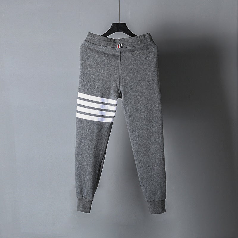 Unisex Striped Sweatpants Casual Four-Bar Design Dark gray  - Image 1
