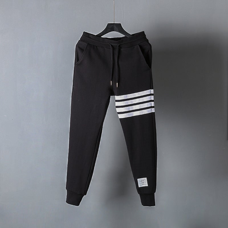 Unisex Striped Sweatpants Casual Four-Bar Design Dark gray  - Image 3