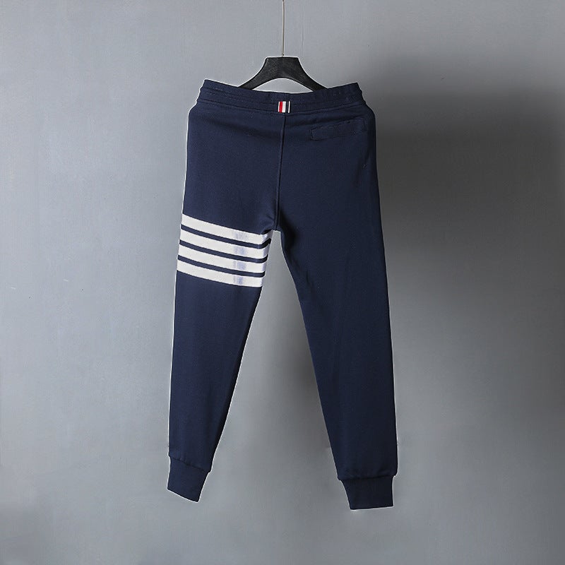 Unisex Striped Sweatpants Casual Four-Bar Design Dark gray  - Image 2