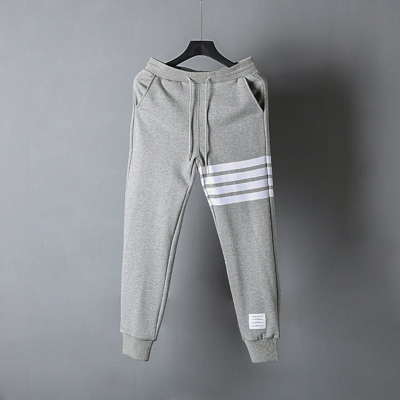Unisex Striped Sweatpants Casual Four-Bar Design Dark gray  - Image 4