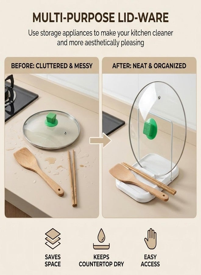 Yuomeaz Spoon Rest & Pot Lid Holder, 2-in-1 Kitchen Lid and Spoon Rest Holder While Cooking for Kitchen Counter Space Saver - Image 4
