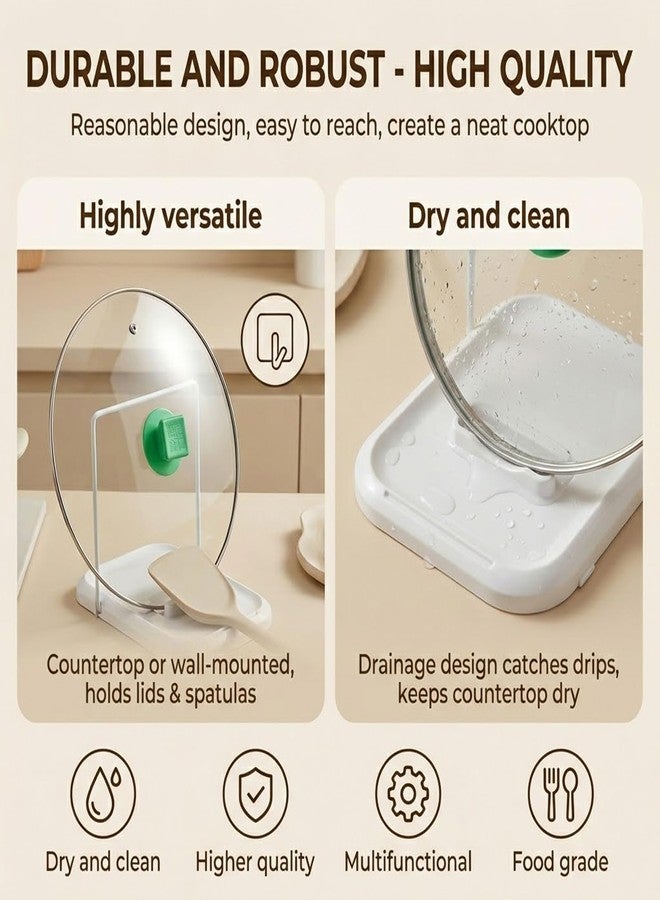 Yuomeaz Spoon Rest & Pot Lid Holder, 2-in-1 Kitchen Lid and Spoon Rest Holder While Cooking for Kitchen Counter Space Saver - Image 2