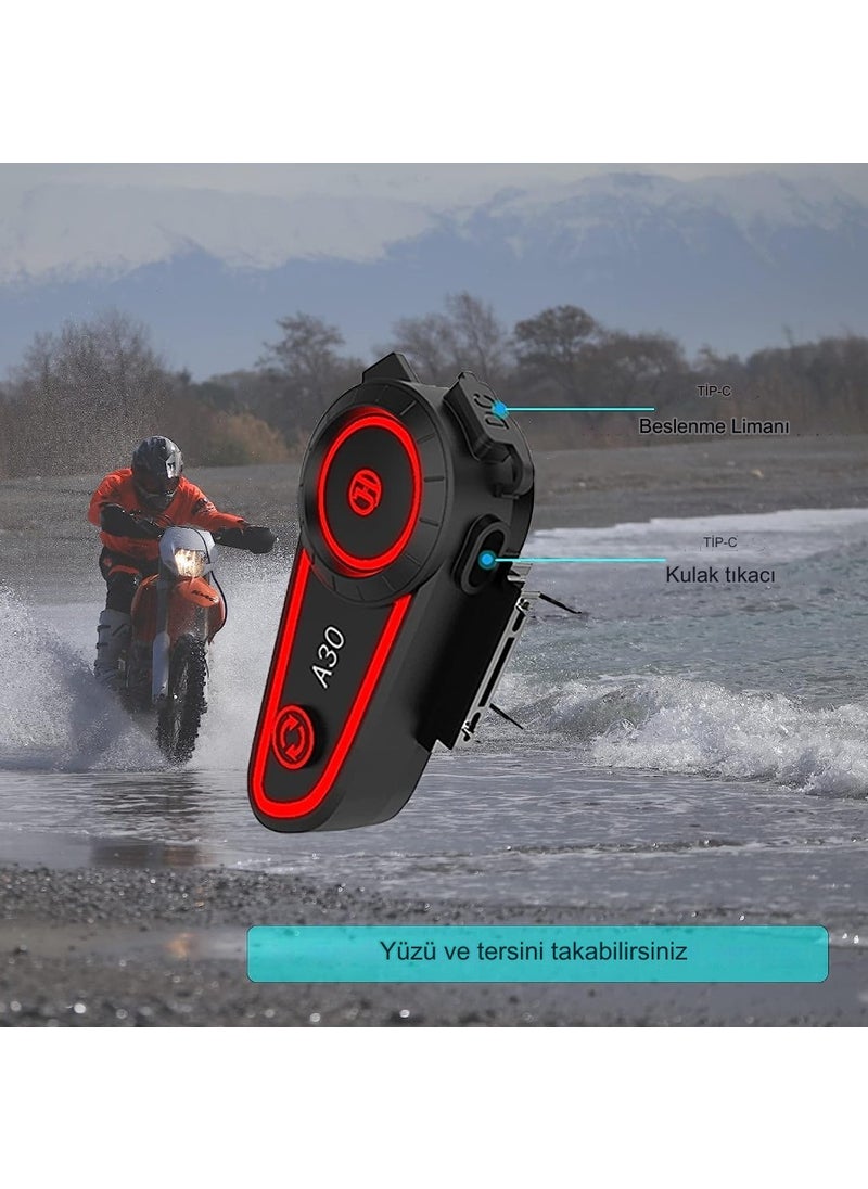 Qasul - RGB Mode Bluetooth Motorcycle Headset 5.2 Bluetooth Intercom Helmet Headset - Image 1