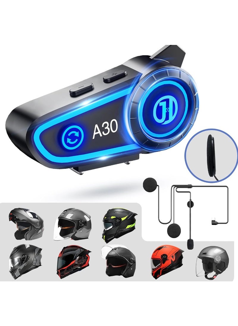 Qasul - RGB Mode Bluetooth Motorcycle Headset 5.2 Bluetooth Intercom Helmet Headset - Image 1